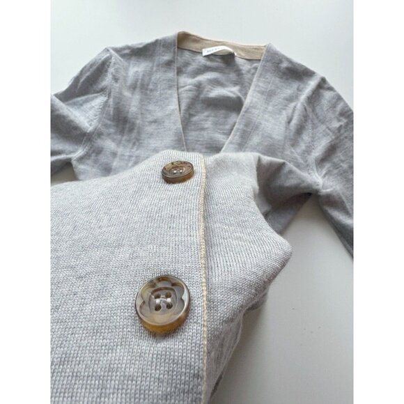 SEE BY CHLOE Gray 100% Virgin Wool Slim Fit V-Neck Cardigan Sweater, Size 4 - Picture 9 of 14